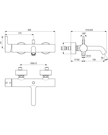 Ideal Standard Joy vonios maišytuvas, pasirenkamos PVD spalvos