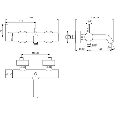 Ideal Standard Joy vonios maišytuvas, pasirenkamos PVD spalvos