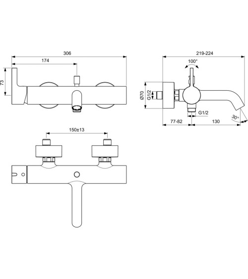 Ideal Standard Joy vonios maišytuvas, pasirenkamos PVD spalvos