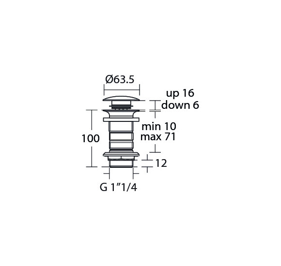 Ideal Standard Click-Clack dugno vožtuvas, praustuvui be perlajos (PVD spalvos)