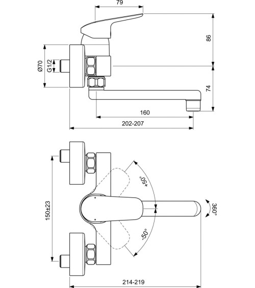 Ideal Standard CERAFLEX plautuvės/praustuvo maišytuvas 160 mm, chromo spalvos, B1717AA