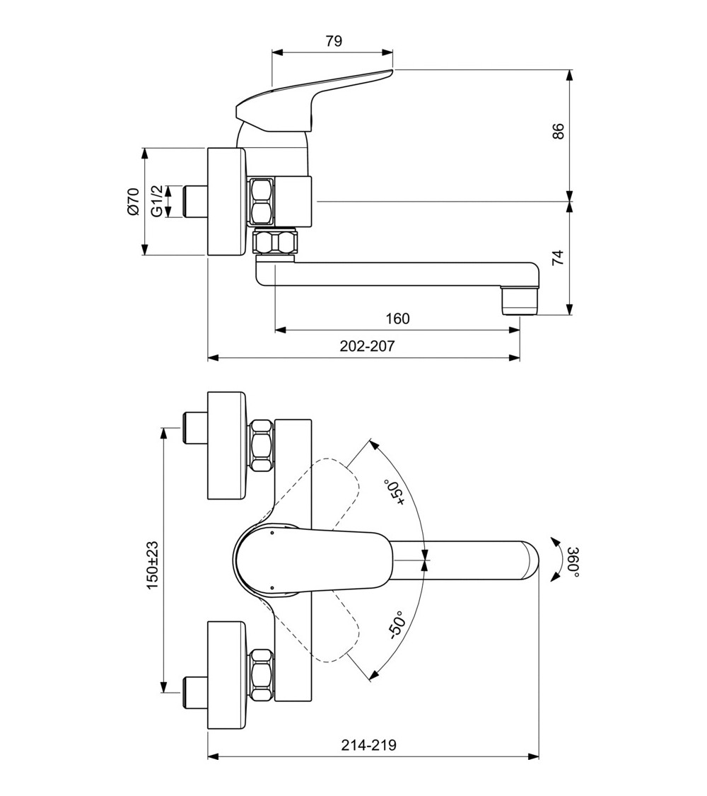 Ideal Standard CERAFLEX plautuvės/praustuvo maišytuvas 160 mm, chromo spalvos, B1717AA