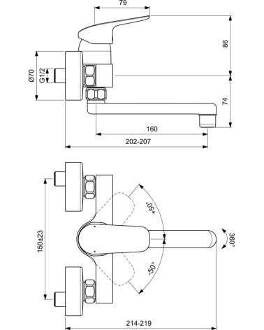 Ideal Standard CERAFLEX plautuvės/praustuvo maišytuvas 160 mm, chromo spalvos, B1717AA