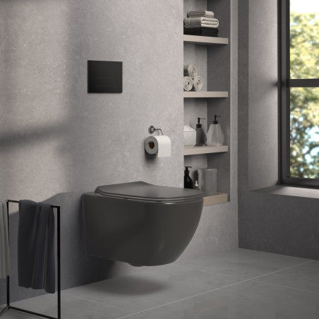 Pakabinamas klozetas Ideal Standard TESI be dangčio, juodos matinės spalvos, T0079V3