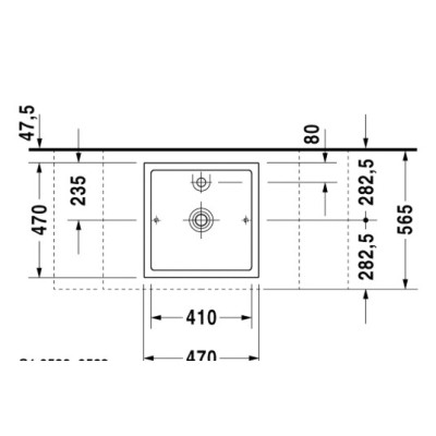 Duravit Starck 1 pastatomas praustuvas su anga maišytuvui 470mm