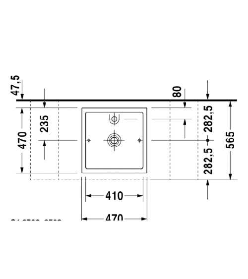 Duravit Starck 1 pastatomas praustuvas su anga maišytuvui 470mm