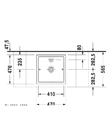 Duravit Starck 1 pastatomas praustuvas su anga maišytuvui 470mm