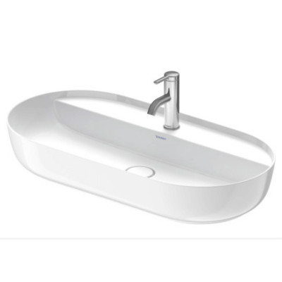 Duravit Luv Pastatomas praustuvas 800x400 su anga maišytuvui (vidus baltas, išorė balta blizgi)