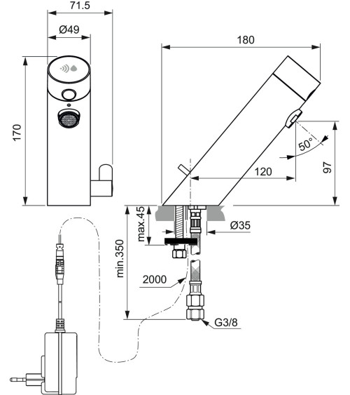 Ideal Standard SensorFlow NEW sensorinis maišytuvas praustuvui, A7559AA, A7559XG