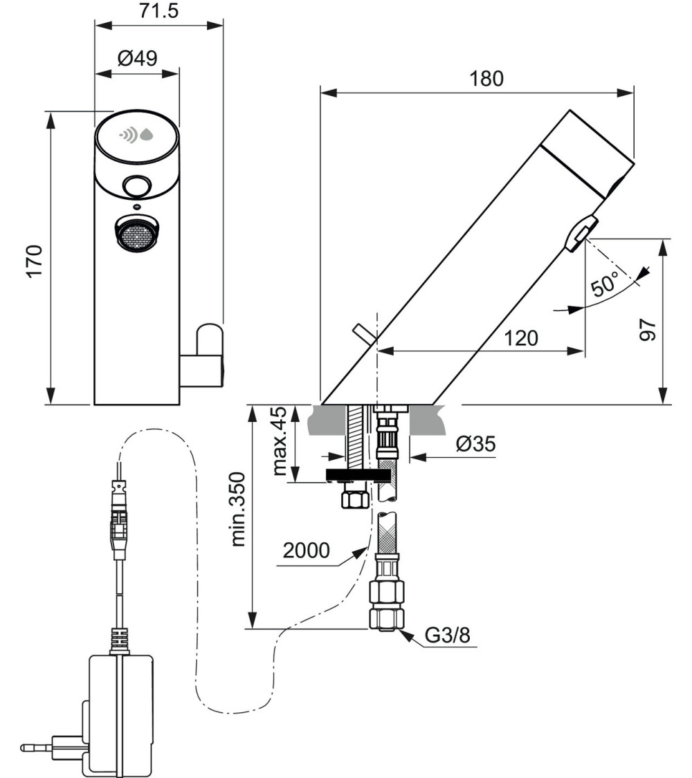 Ideal Standard SensorFlow NEW sensorinis maišytuvas praustuvui, A7559AA, A7559XG