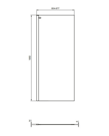 Ideal Standard CONNECT 2 stiklo sienelė dušui 90x195 cm juodos matinės spalvos profiliais, K9377V3