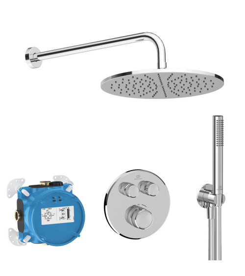 Ideal Standard Navigo potinkinės, termostatinės dušo sistemos komplektas (30cm galva), chromo spalvos, A7772AA