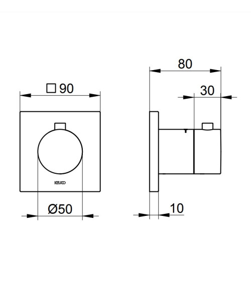 Keuco IXMO potinkinis  termostatinis maišytuvas (kvadratinė apdaila), pasirinkite spalvą