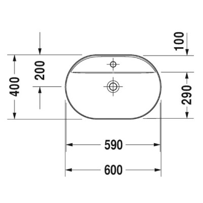 Duravit Luv Pastatomas praustuvas 600x400 su anga maišytuvui (vidus baltas, išorė balta blizgi)