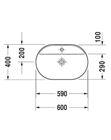 Duravit Luv Pastatomas praustuvas 600x400 su anga maišytuvui (vidus baltas, išorė balta blizgi)