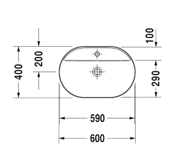 Duravit Luv Pastatomas praustuvas 600x400 su anga maišytuvui (vidus baltas, išorė balta blizgi)