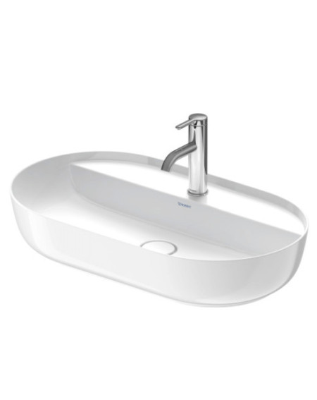 Duravit Luv pastatomas praustuvas 700x400 su anga maišytuvui (vidus baltas, išorė balta blizgi)