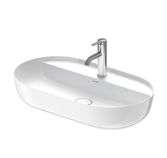 Duravit Luv pastatomas praustuvas 700x400 su anga maišytuvui (vidus baltas, išorė balta blizgi)