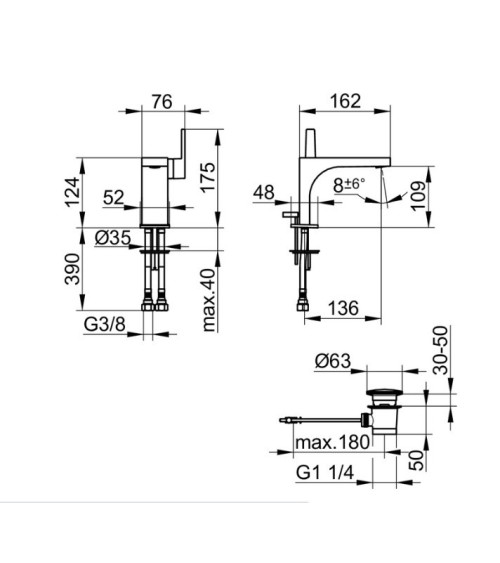 Keuco Edition 11 praustuvo maišytuvas 110, pasirenkamos spalvos