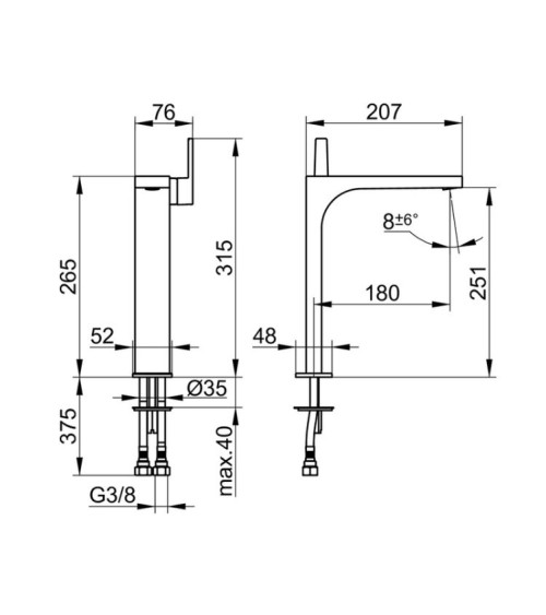 Keuco Edition 11 praustuvo maišytuvas 250, pasirenkamos spalvos