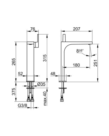 Keuco Edition 11 praustuvo maišytuvas 250, pasirenkamos spalvos
