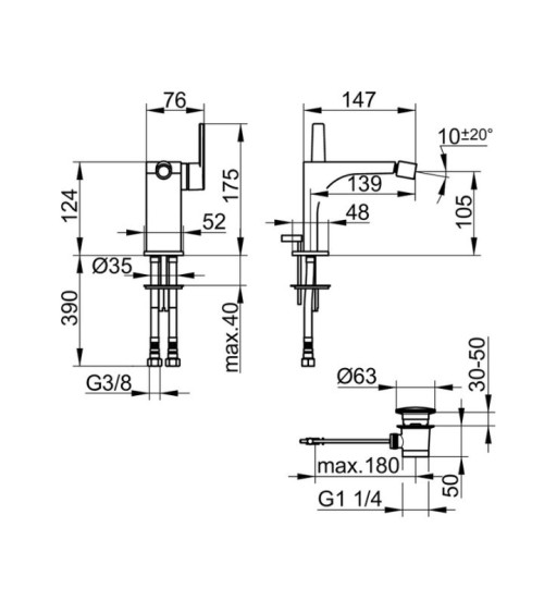 Keuco Edition 11 bide maišytuvas pasirenkamos spalvos