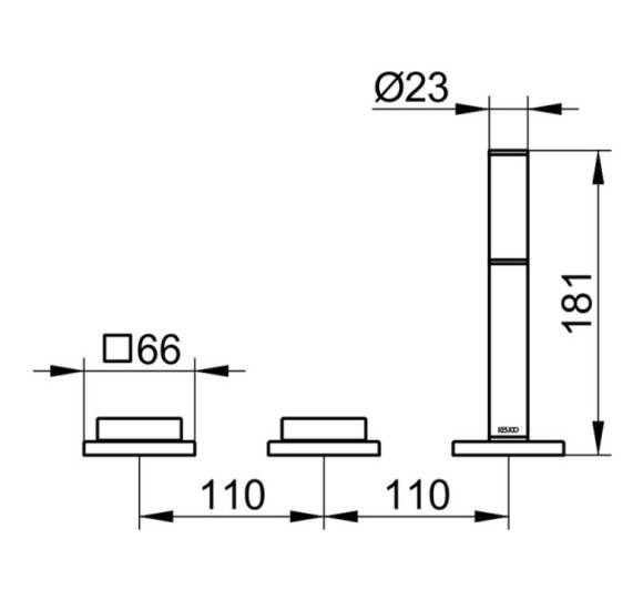Keuco Edition 11 trijų dalių vonios maišytuvas  (pasirinkite spalvą)