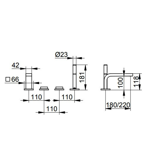 Keuco Edition 11 4-ių dalių vonios maišytuvas  pasirenkamos spalvos