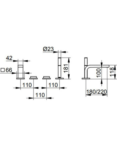 Keuco Edition 11 4-ių dalių vonios maišytuvas  pasirenkamos spalvos