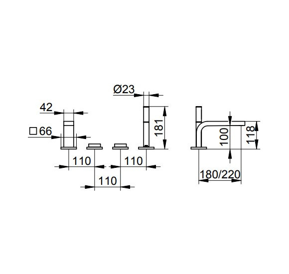 Keuco Edition 11 4-ių dalių vonios maišytuvas  pasirenkamos spalvos