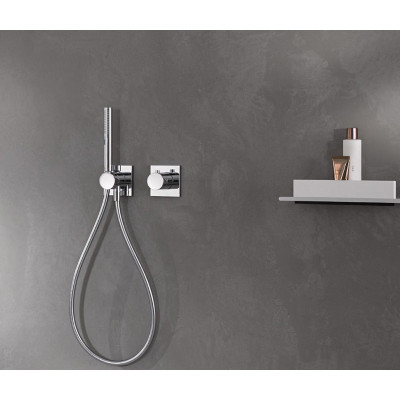 Keuco IXMO 3-jų krypčių ir stop diverteris su rankinio dušelio laikikliu ir išvadu (kvadratinė apdaila)