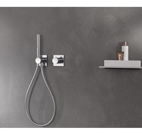 Keuco IXMO 3-jų krypčių ir stop diverteris su rankinio dušelio laikikliu ir išvadu (kvadratinė apdaila)