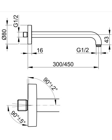 Keuco dušo galvos laikiklis, 300mm ilgio