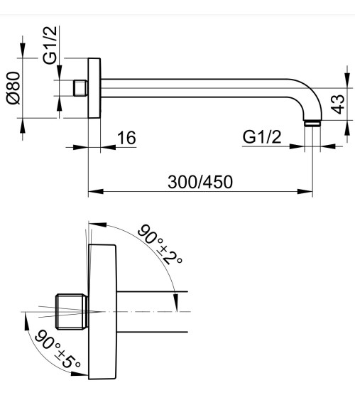 Keuco dušo galvos laikiklis, 300mm ilgio