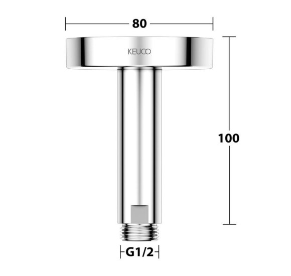 Keuco dušo galvos laikiklis iš lubų, 100mm aukščio