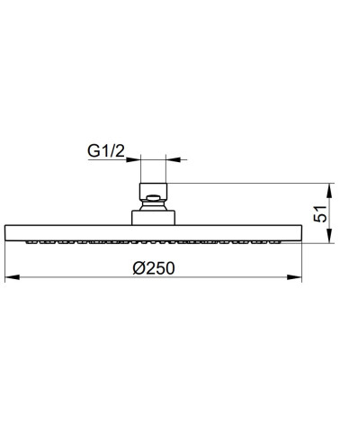 Keuco apvali dušo galva 250mm skermens