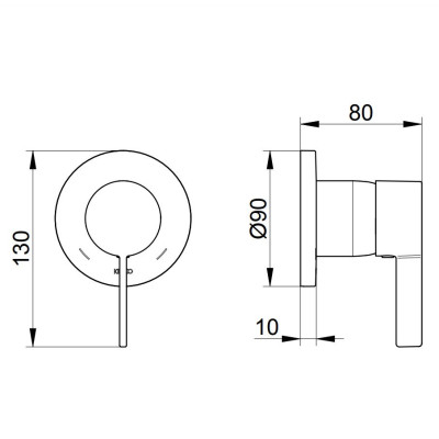 Keuco IXMO potinkinis dušo maišytuvas, apvali apdaila, pasirinkite spalvą