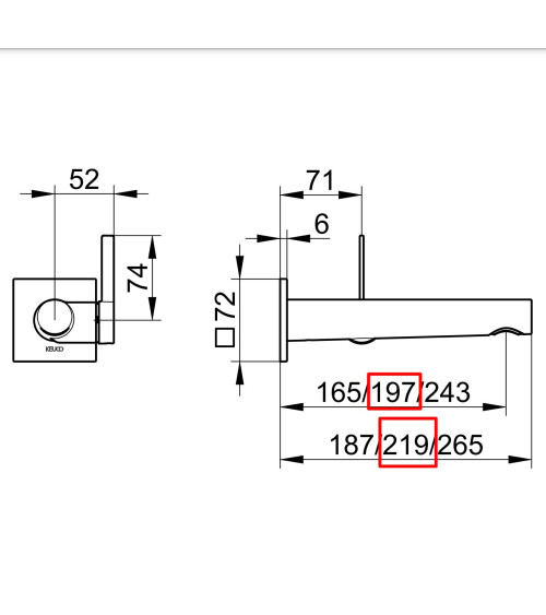 Keuco IXMO sieninis praustuvo maišytuvas (219mm), kvadratinė apdaila