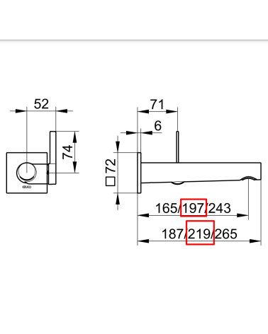 Keuco IXMO sieninis praustuvo maišytuvas (219mm), kvadratinė apdaila