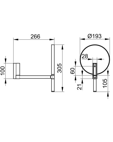 KEUCO Plan kosmetinis veidrodėlis, pasirenkamos spalvos
