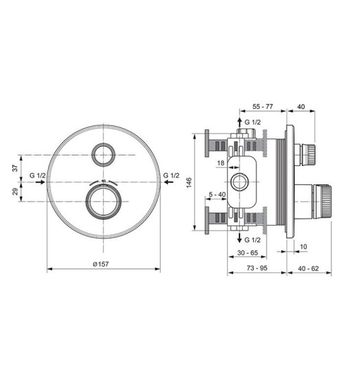Ideal Standard Ceratherm Navigo Kit2 apvalus dušo/vonios maišytuvas, pasirenkama spalva