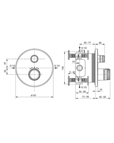 Ideal Standard Ceratherm Navigo Kit2 apvalus dušo/vonios maišytuvas, pasirenkama spalva