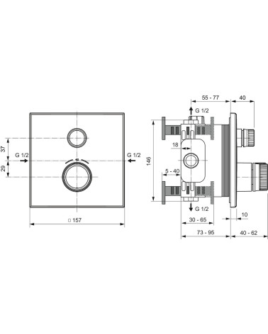 Ideal Standard Ceratherm Navigo Kit2 kvadratinis dušo/vonios maišytuvas, pasirenkama spalva