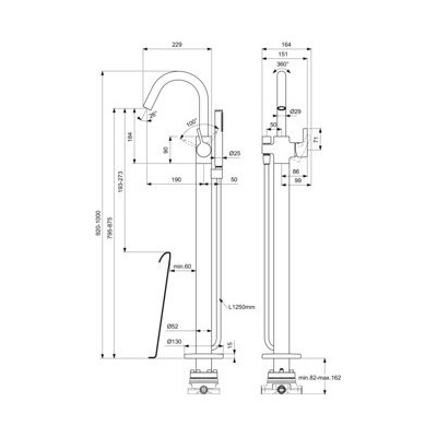 Ideal Standard Joy pastatomas vonios maišytuvas, pasirenkama spalva