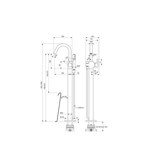 Ideal Standard Joy pastatomas vonios maišytuvas, pasirenkama spalva