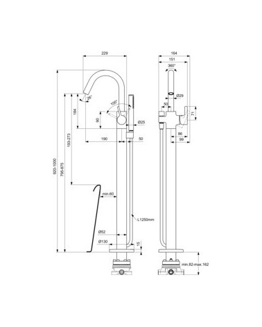 Ideal Standard Joy pastatomas vonios maišytuvas, pasirenkama spalva