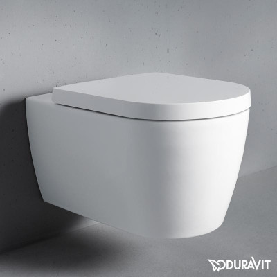 Pakabinamas klozetas Duravit Me by Starck compact "Rimless", su "soft close" dangčiu