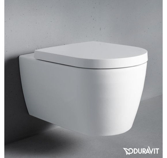 Pakabinamas klozetas Duravit Me by Starck compact "Rimless", su "soft close" dangčiu