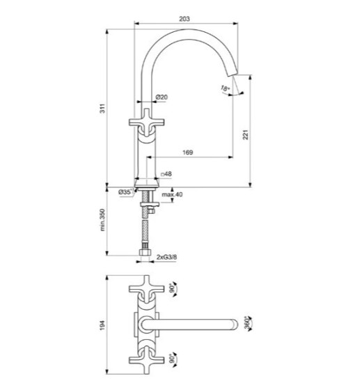 Ideal Standard Joy Neo maišytuvas praustuvui, BD152, pasirenkama spalva