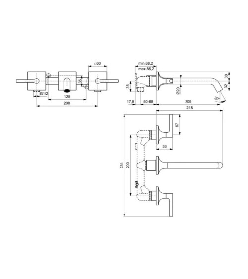 Ideal Standard Joy Neo 3 dalių maišytuvas praustuvui, BD154, pasirenkama spalva